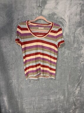 Madewell Striped Scoop-Neck Tee in Red, Purple, Cream